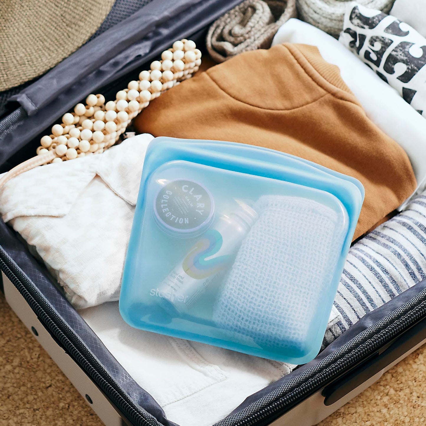 Stasher Premium Silicone Reusable Food Storage Bags, 2-Pack, Blue, Multi-Use Food Storage Bags, Lunch Bag, Travel Containers, BPA Free, Leak-free…