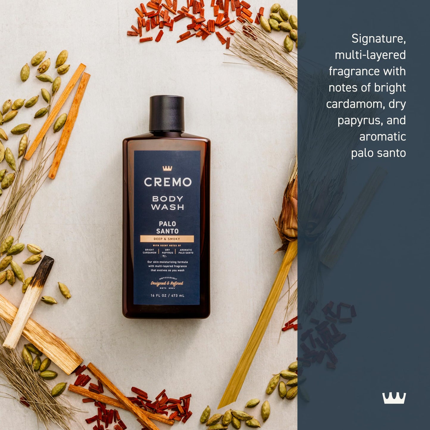 Cremo Body Wash for Men, Rich-Lathering Palo Santo, 16 Fl Oz