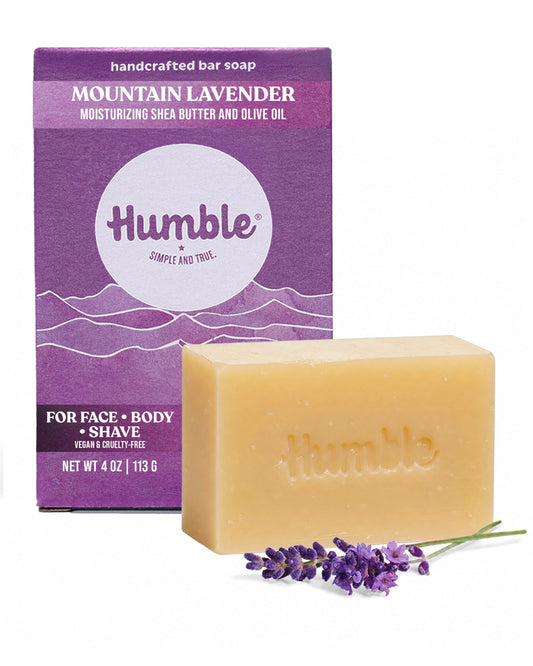 Humble Natural Bar Soap, Mountain Lavender - Cold Processed Face & Body Soap Bar with Essential Oils - Moisturizing Formula for Long-Lasting Beauty & Personal Care HUMBLE SIMPLE AND TRUE.