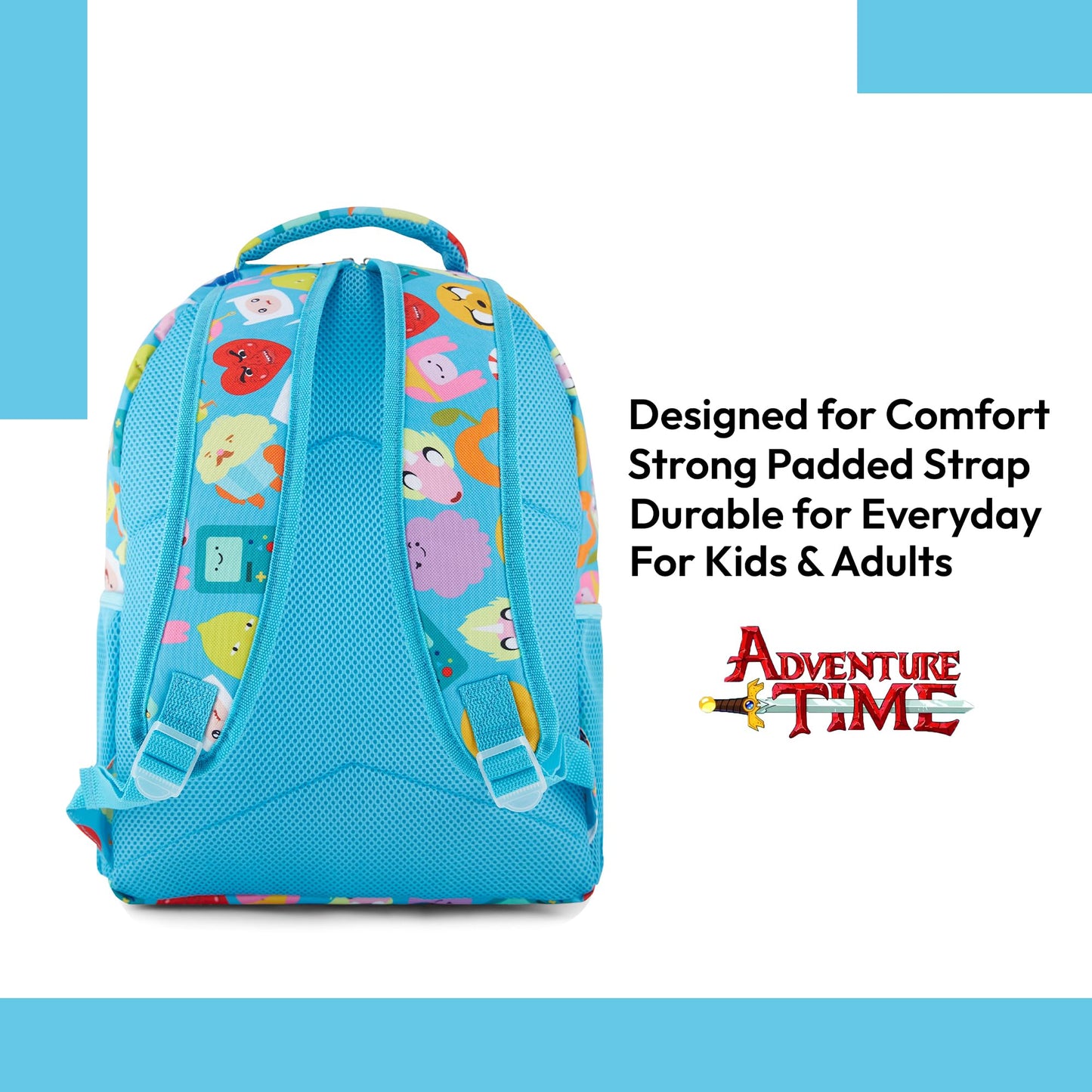 Adventure Time Classic Cartoon Backpack: Fin and Jake Allover Print Backpack by Cartoon Network - Light Blue