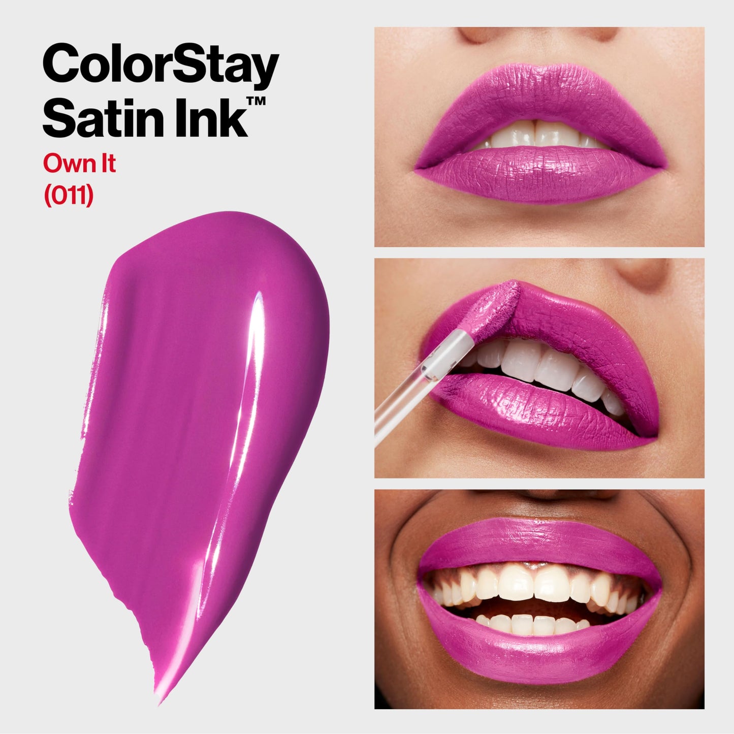 Revlon ColorStay Satin Ink Liquid Lipstick, Longwear Rich Lip Colors, Formulated with Black Currant Seed Oil, 011 Own It, 0.17 fl oz