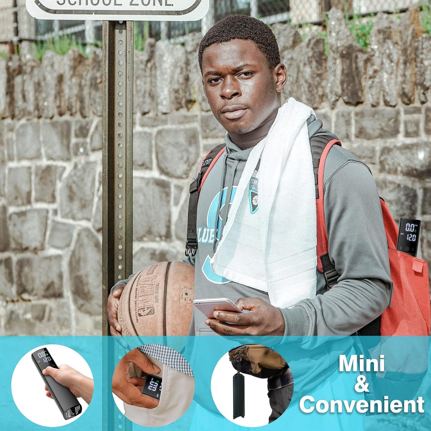 Electric Ball Pump,Smart Air Pump Portable Fast Ball Inflation with Accurate Pressure Gauge and Digital LCD Display for Basketball Football Soccer…