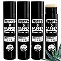 RUGGED & DAPPER Lip Balm for Men - Certified Organic + Natural Ingredients - 4 Pack - Hydrating Mens Chapstick - USA Made
