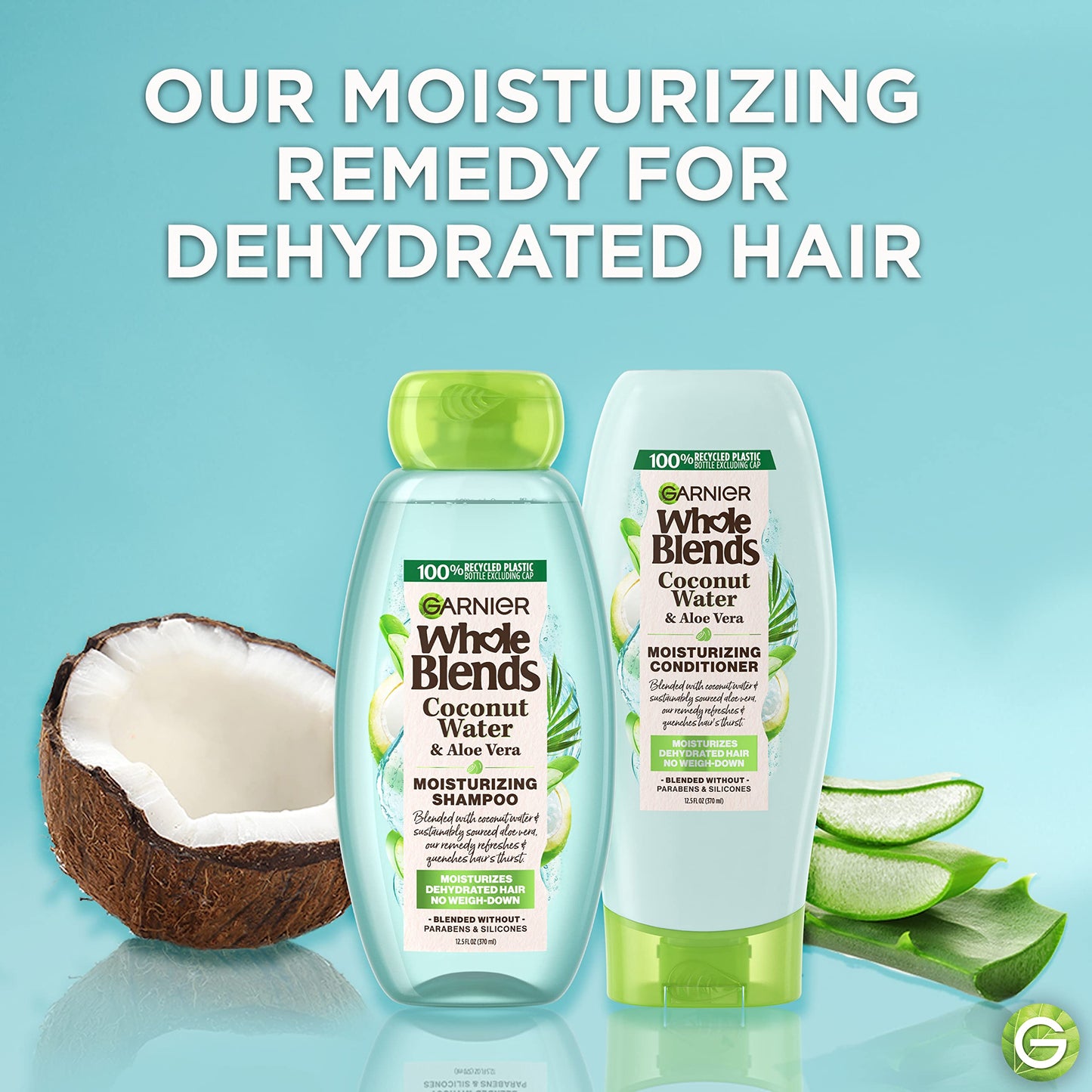 Garnier Whole Blends Coconut Water & Aloe Vera Refreshing Shampoo for Normal Hair, 26.6 Fl Oz, 1 Count (Packaging May Vary)