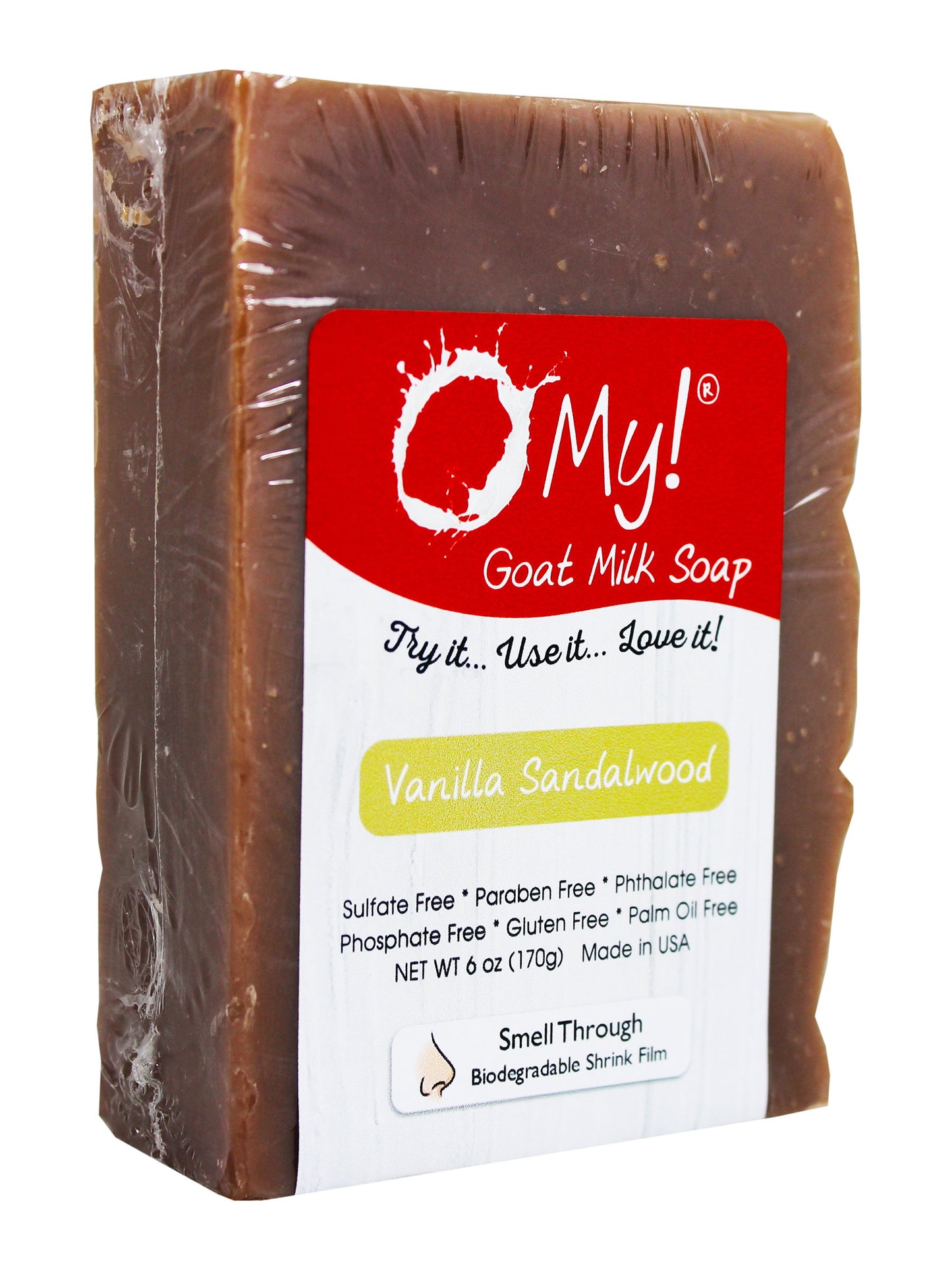 O My! Goat Milk Soap 6oz Bar - Vanilla Sandalwood | Made with Farm-Fresh Goat Milk | Moisturizes dry skin | Gently Exfoliates | Paraben Free | Leaping