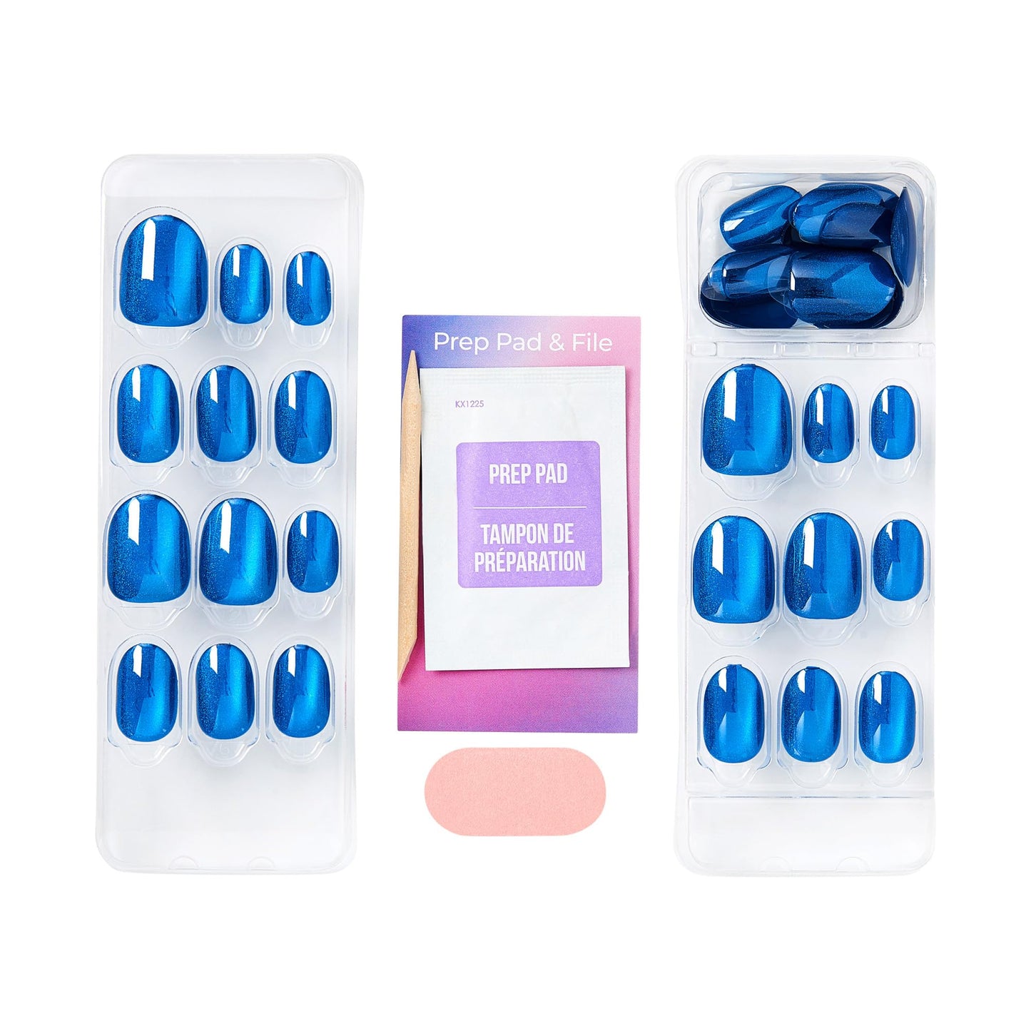 Kiss colorFX by Impress Press On Nails, Reconnect, 30 No Glue Peel and Stick Nails Kit with IMPROVED Adhesive, Blue Short Oval Pearlescent Effect Beauty & Personal Care imPRESS