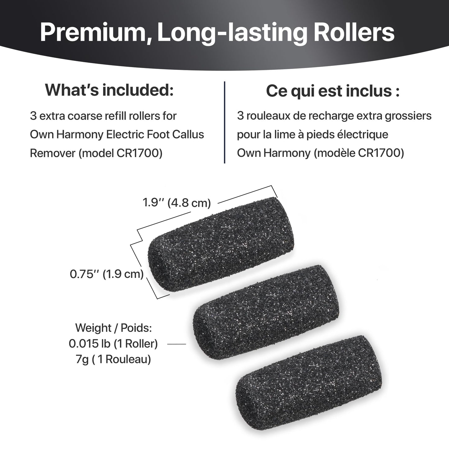 Extra Coarse Refill Rollers by Own Harmony - Best Fit for Electric Callus Remover CR1700: Professional Foot Care for Healthy Feet, Pedicure File Tools