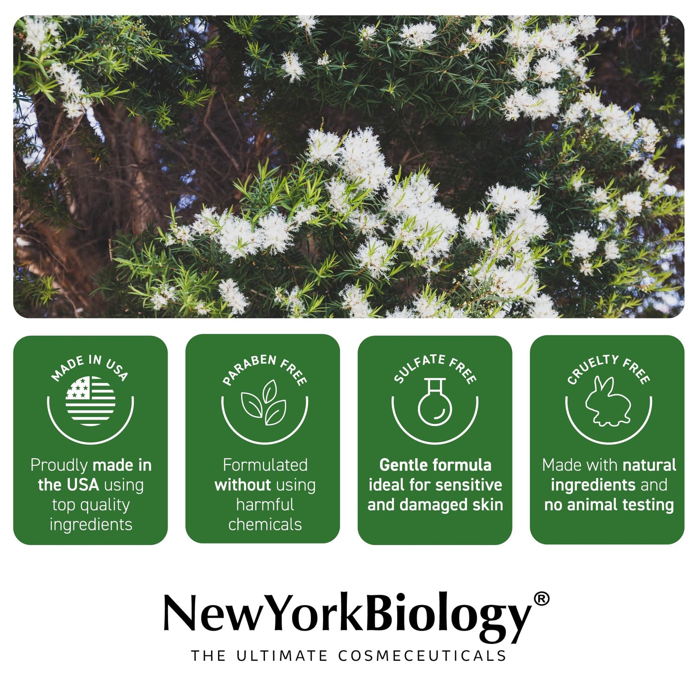 New York Biology Tea Tree Body Wash for Men and Women - Moisturizing Body Wash Helps Soothe the Skin - Refreshing and Hydrating Cleanser for Body Beauty and Personal Care NEW YORK BIOLOGY THE ULTIMATE COSMECEUTICALS