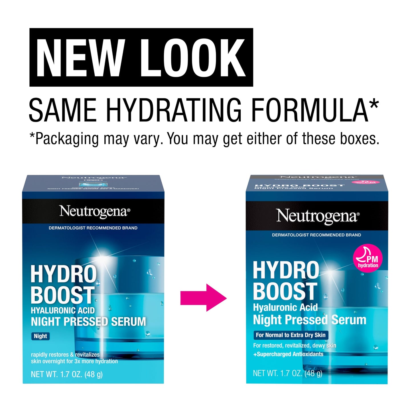 Neutrogena Hydro Boost Night Pressed Serum - with Hyaluronic Acid & Antioxidants, Hydrating Face Moisturizer that Restores & Revitalizes Skin