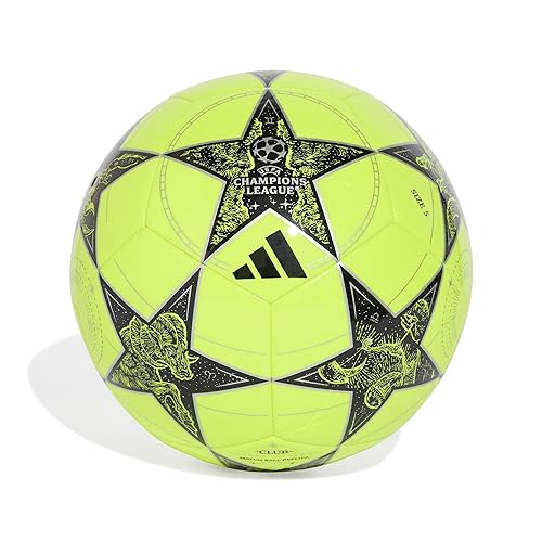 Adidas Unisex-Adult UEFA Champions League Club Soccer Ball, Solar Yellow/Black/Silver Metallic, 5