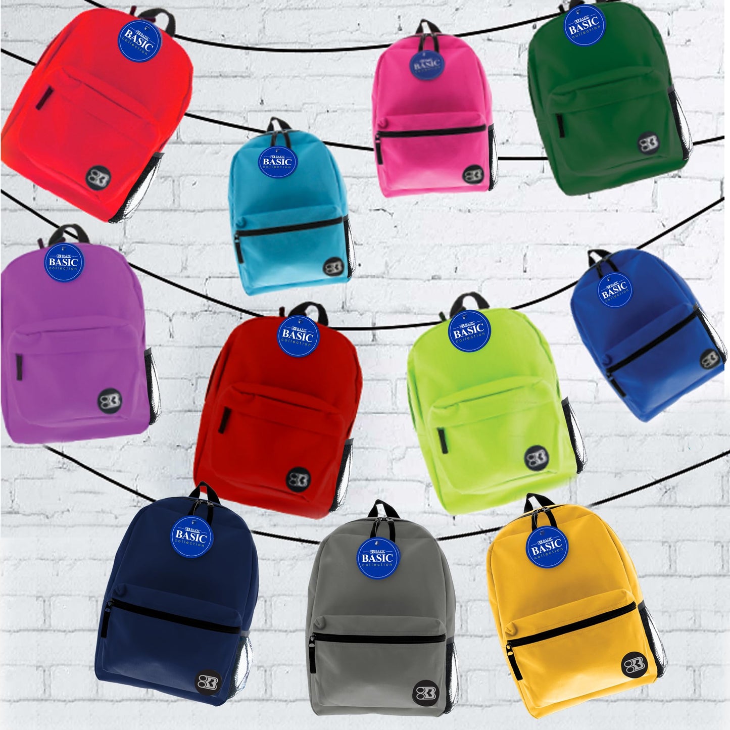 BAZIC 1032 Basic Backpack, Red, 16"