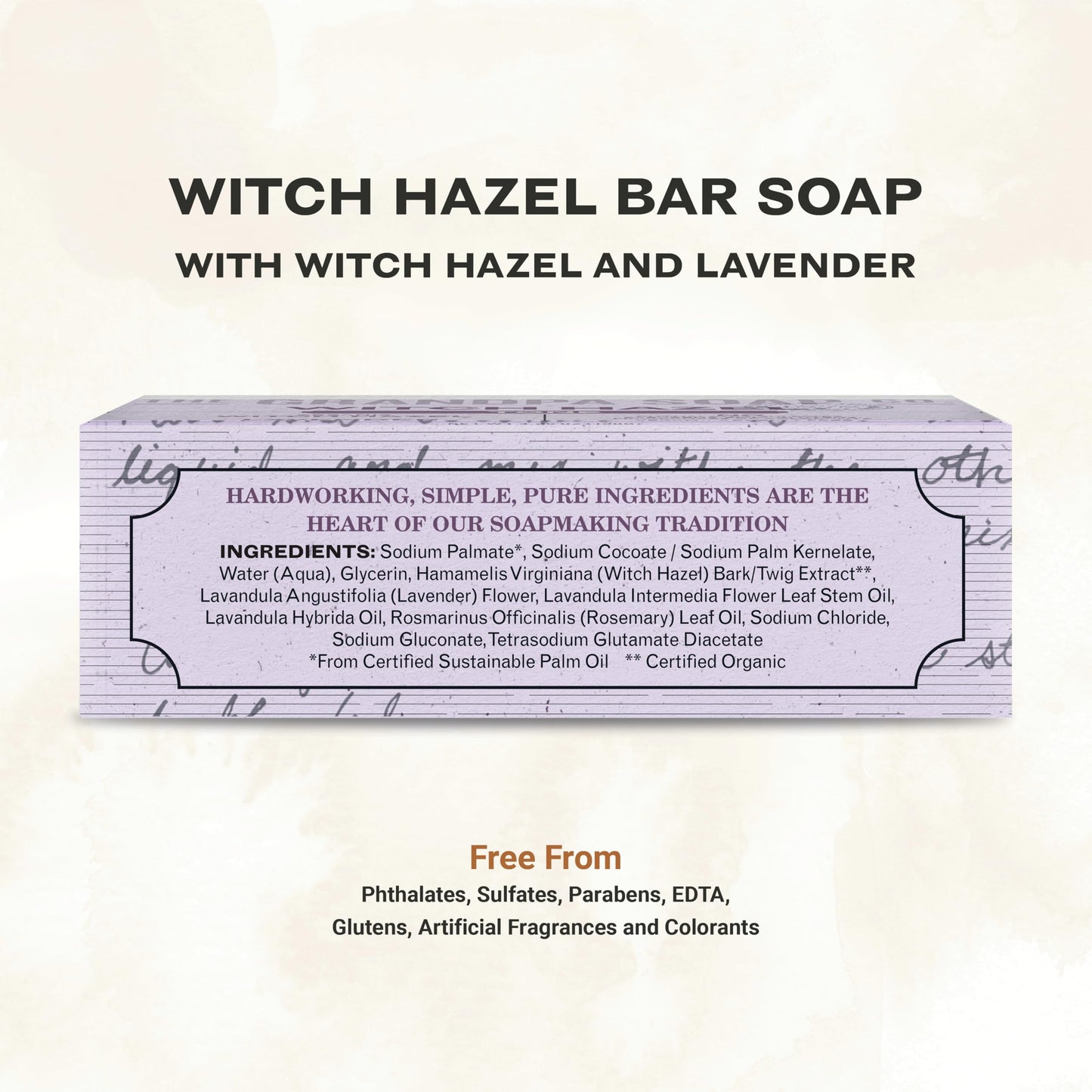 The Grandpa Soap Company Witch Hazel Bar Soap - Gently Tones Skin, With Witch Hazel and Lavender, Provides a Relaxing Effect, Vegan, For Face