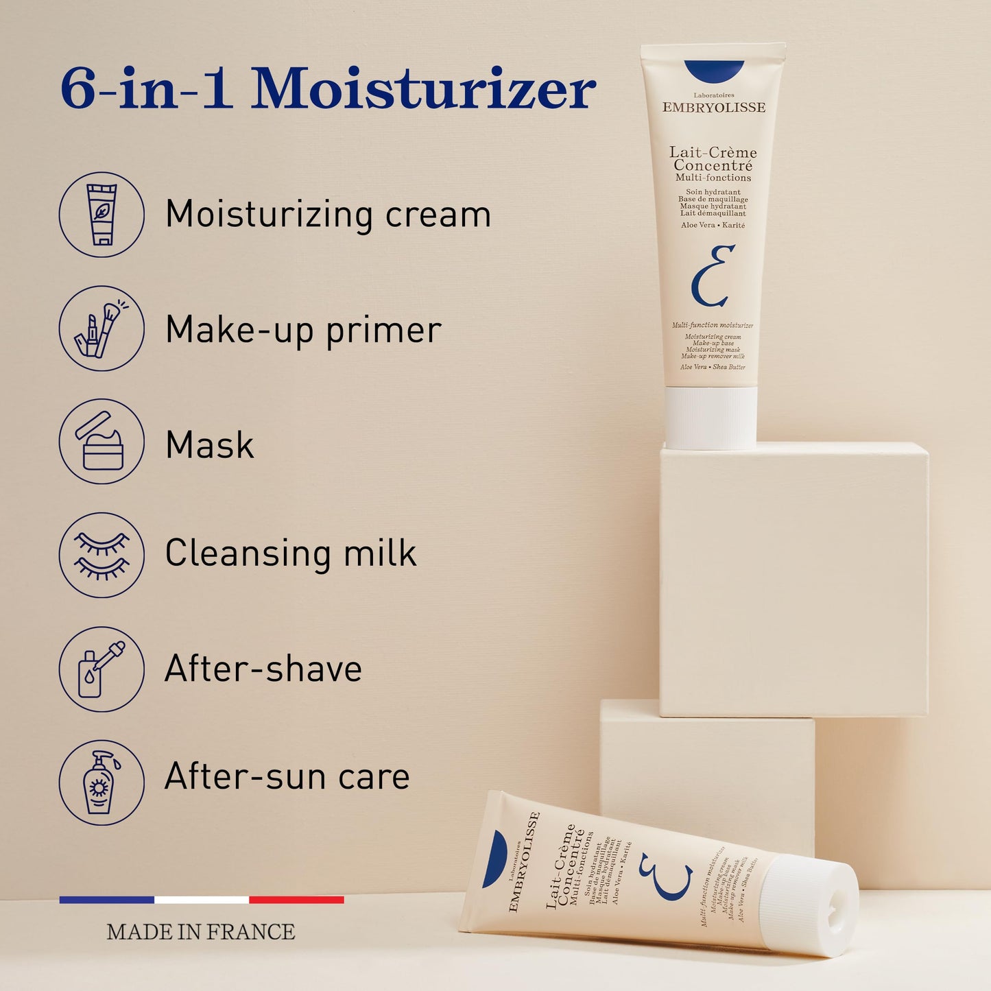 Embryolisse Lait-Crème Concentré Face Moisturizer and Makeup Primer, French Face Cream With Shea Butter & Aloe Vera, 2.54 Fl Oz Beauty and Personal Care Embryolisse