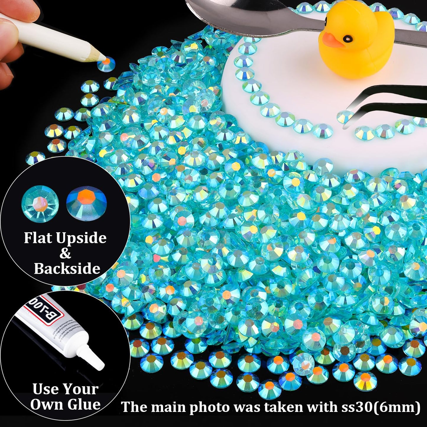 15000pcs 2mm Resin Rhinestones Bulk, Transparent Lake Blue AB Flatback Round Jelly Rhinestones Non Hotfix Crystal Gems Large Quantity Wholesale Beauty and Personal Care BELLEBOOST