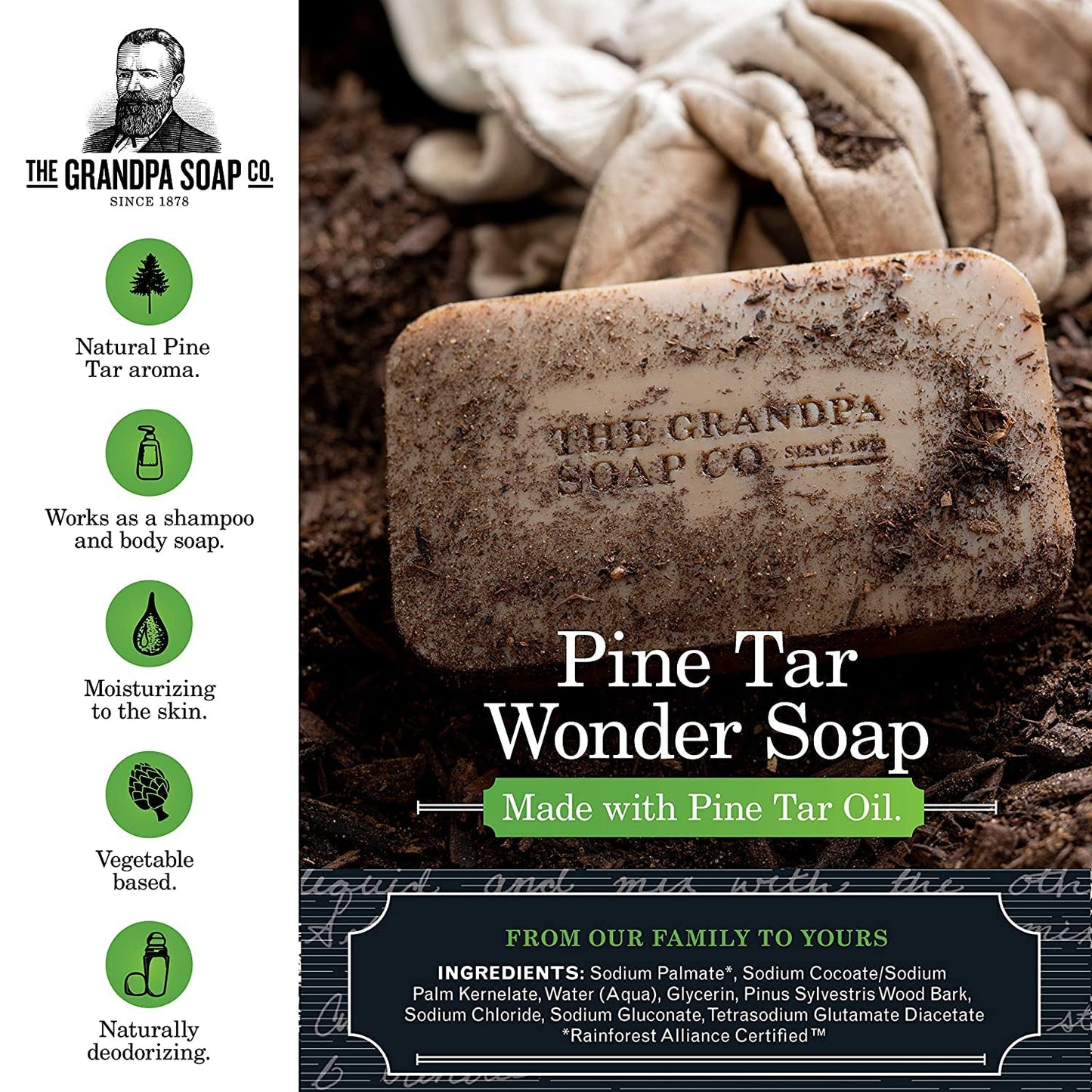 Grandpa's Soap Pine Tar 4.25 oz (Pack of 4) Beauty & Personal Care Grandpa's