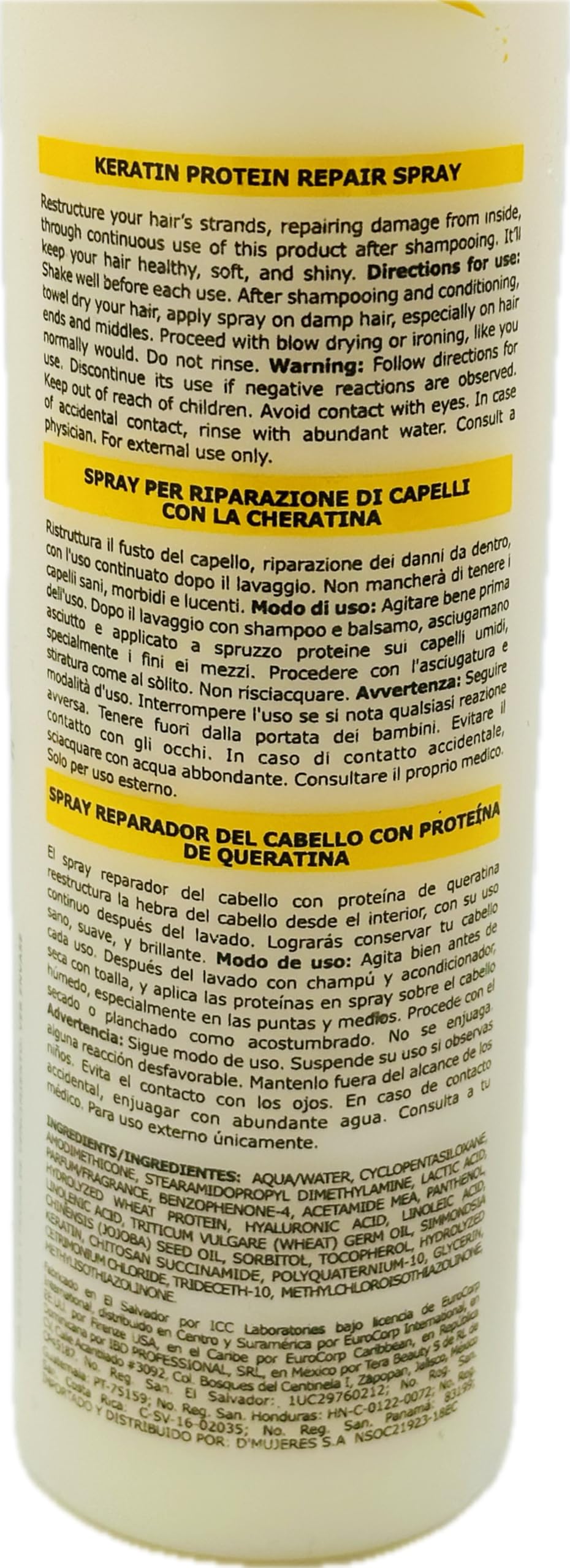 Firenze Professional Keratin Kit: Shampoo, Intense Conditioning complex & Mask 33.8 fl oz Protein Spray 10.1 Fl Oz - Free Lip Gloss Color Varies