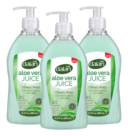 Dalan Aloe Vera Juice Cream Ultra Moisturizing Liquid Hand Soap for Dry and Fresh Hands Feeling Clean and Soft (13.5 Fl Oz / 400 mL (Pack of 3)) Beauty & Personal Care Dalan