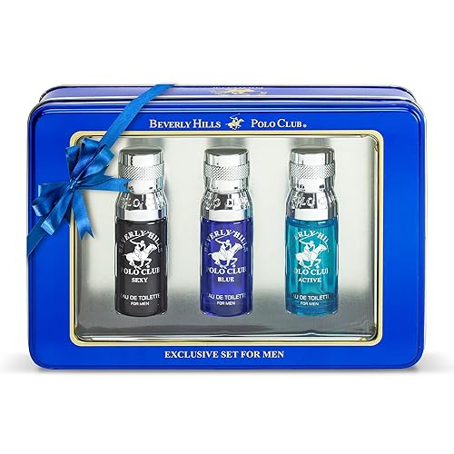 Beverly Hills Polo Club BHPC Men's 3-Piece Eau De Toilette Gift Set | Designer Cologne Collection for Him | Citrus Fragrance Sampler | Travel-Size