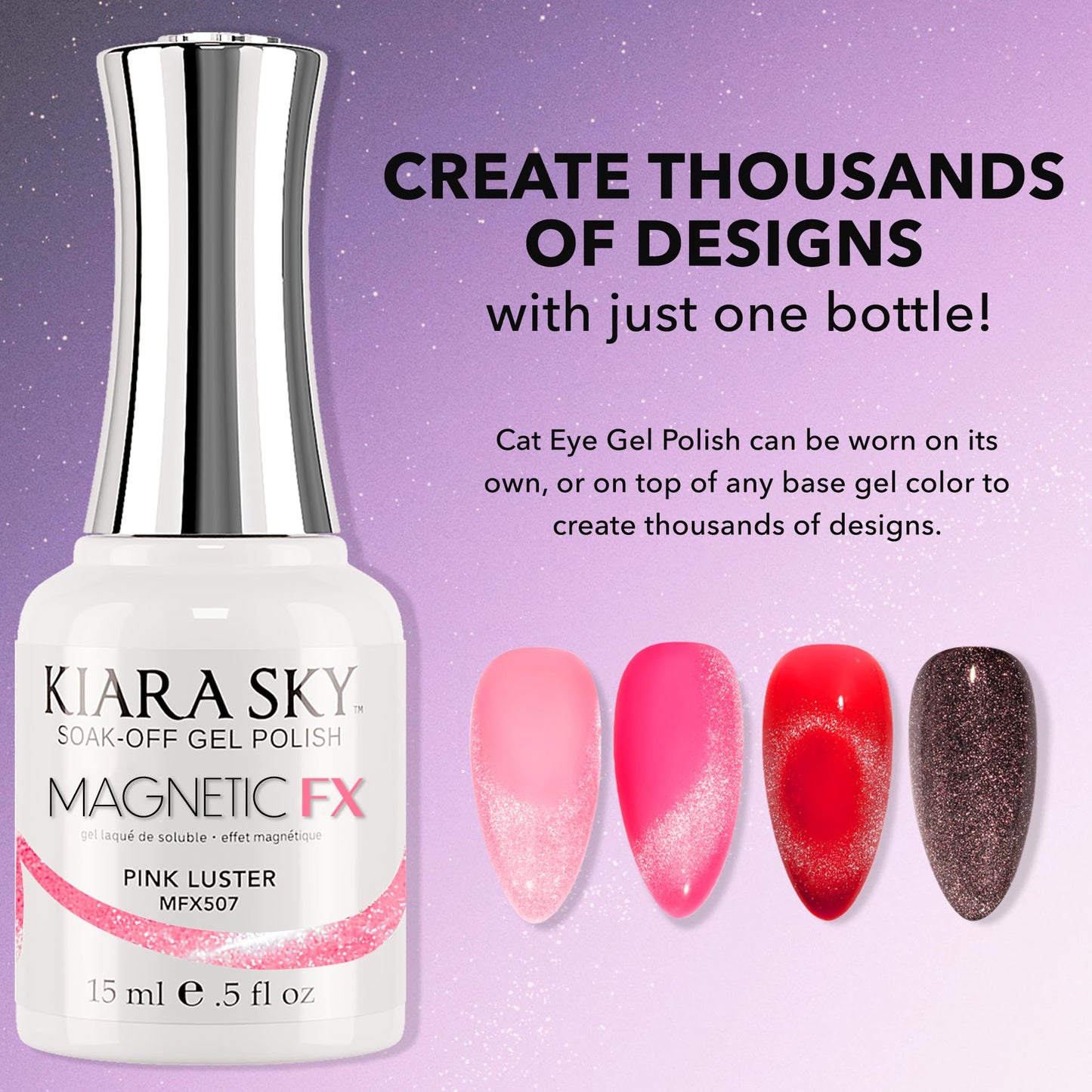 KIARA SKY Cat Eye Gel Nail Polish 15ml | Hot Pink Magnetic FX Cat Eye Gel Polish Soak Off | UV LED Nail Lamp Gel | Metallic Velvet Cat Eye Gel Polish Beauty & Personal Care KIARA SKY