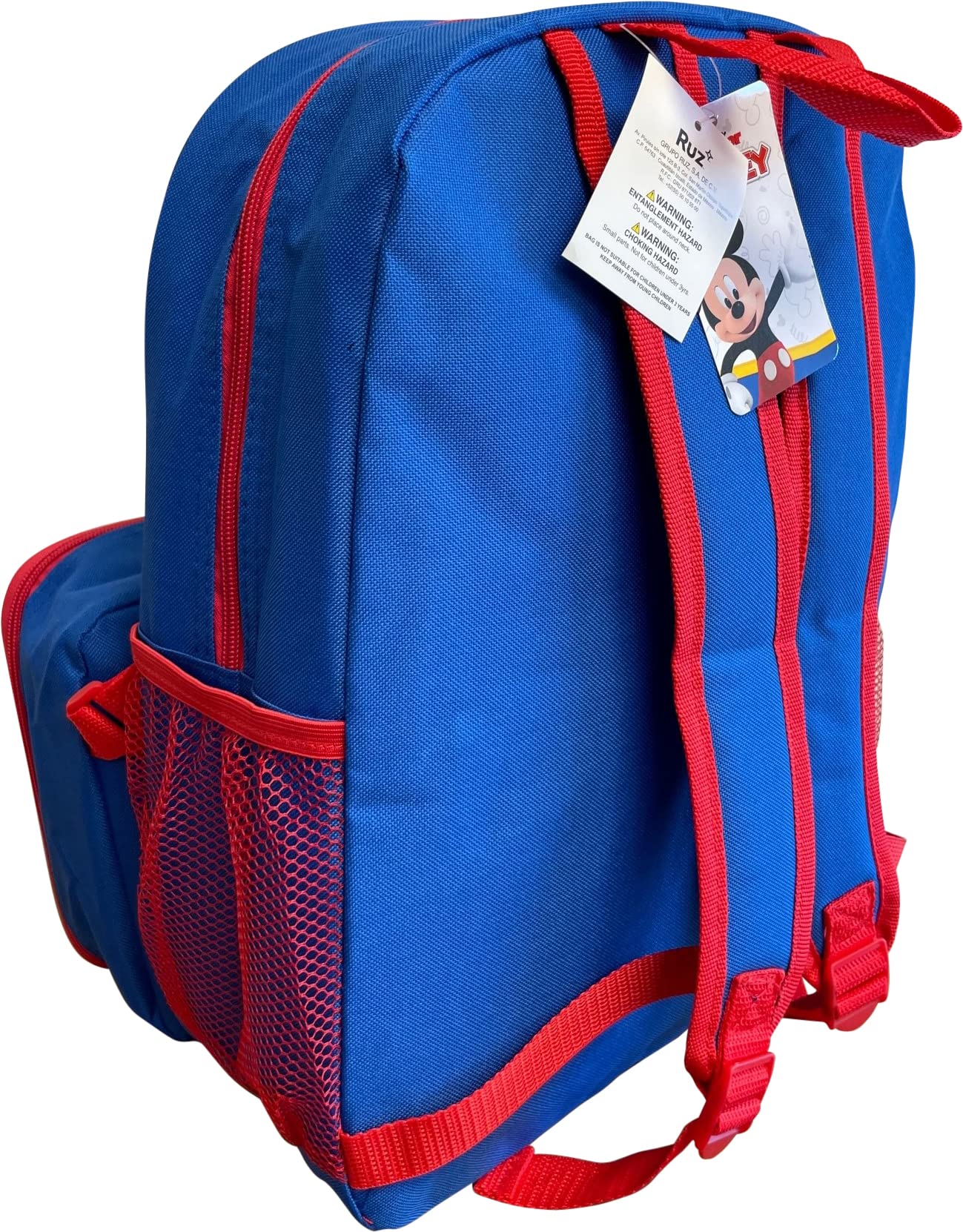 Ruz Mickey Mouse 16" Backpack With Detachable Lunch Box Blue-Red