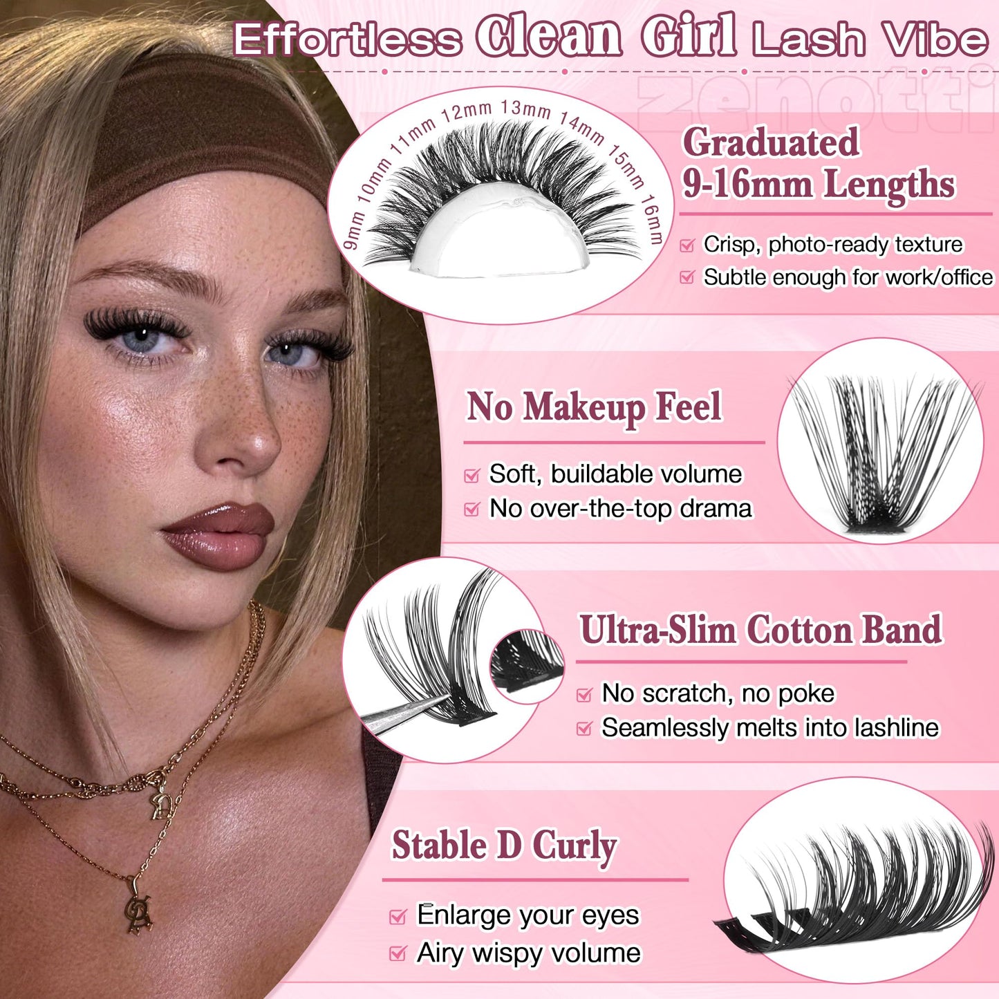 Lash Clusters Kit, 640PCS Natural Eyelash Clusters Kit 30D 40D 50D 60D Wispy Cluster Eyelash Extensions 9-16mm Daily Look Individual Lashes Soft Band Beauty and Personal Care zenotti