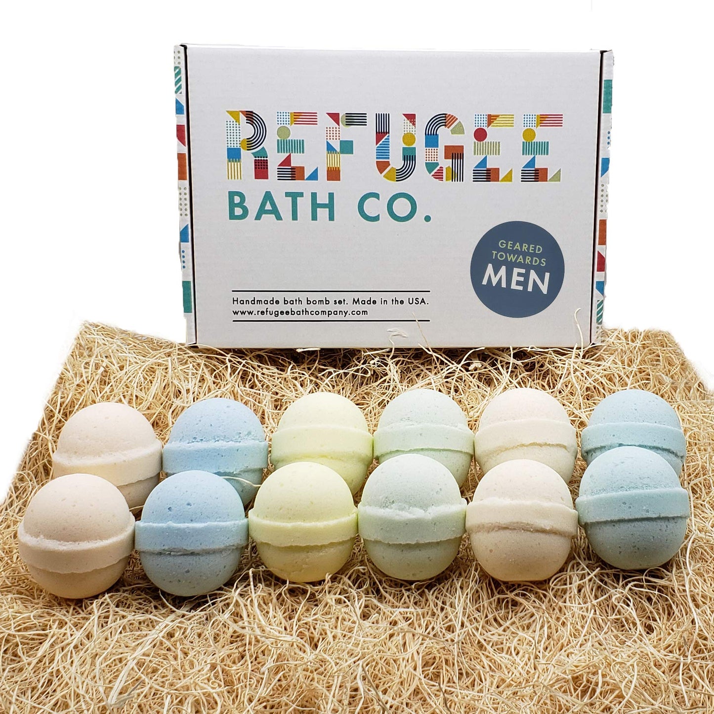 Refugee Bath Co. Mens Variety Bath Bombs, 2.5 oz Each, Cocoa Butter and Plant Based Ingredients, Vegan, Support Refugee Employment in The USA, Made…