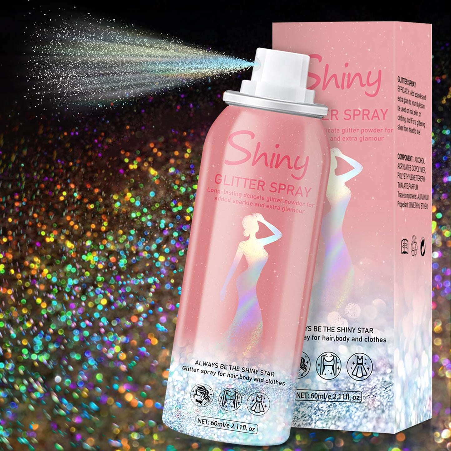 Scarman Hair and Body Glitter Spray, 1PC Glitter Hairspray Dry Powder Makeup for Clothes, Festival Rave Prom Loose Sparkle Powder,Holographic Ultra Beauty and Personal Care Scarman Default Title