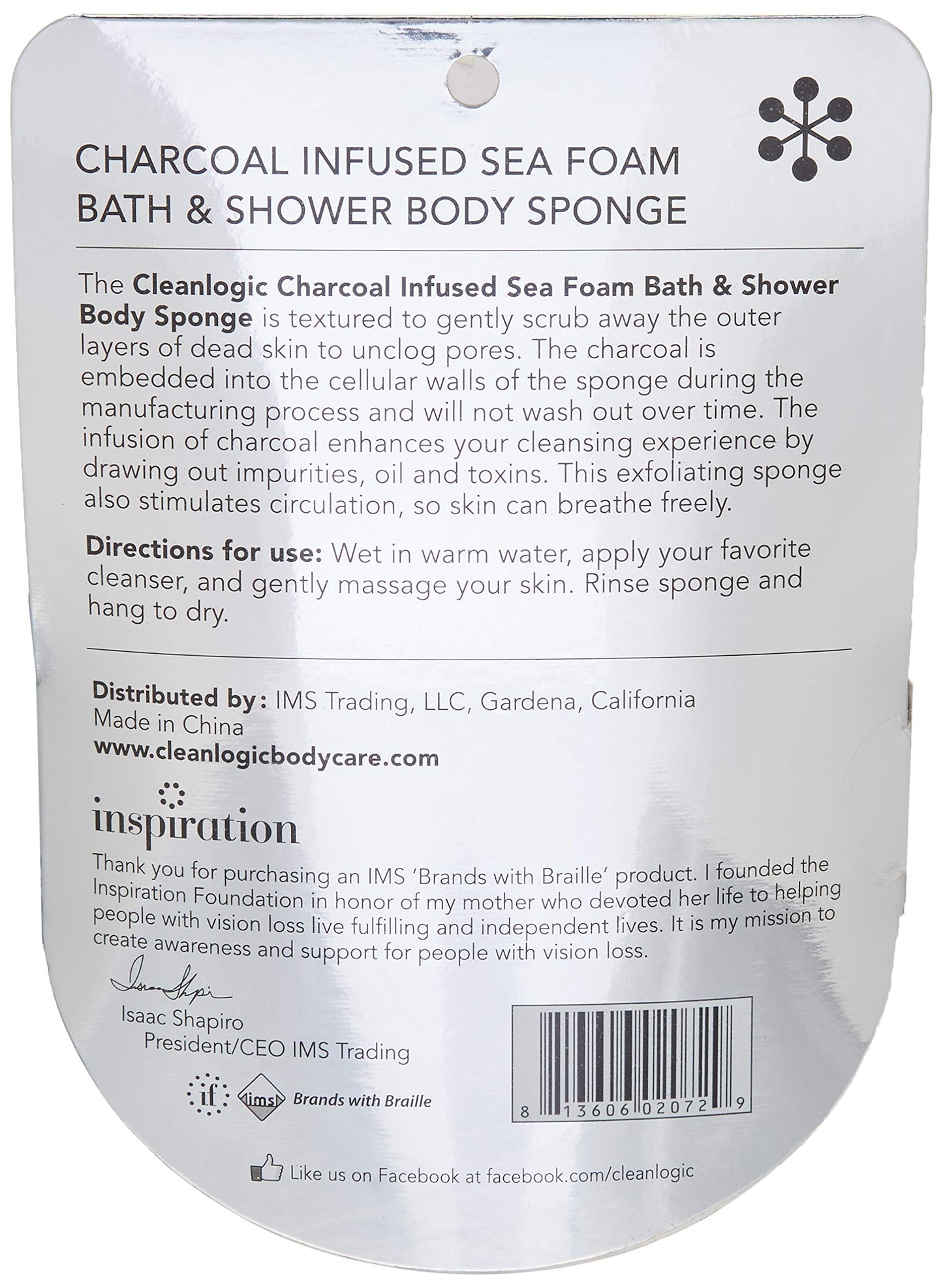 Clean Logic Charcoal Infused Sea Foam Body Sponge (6 Pack)