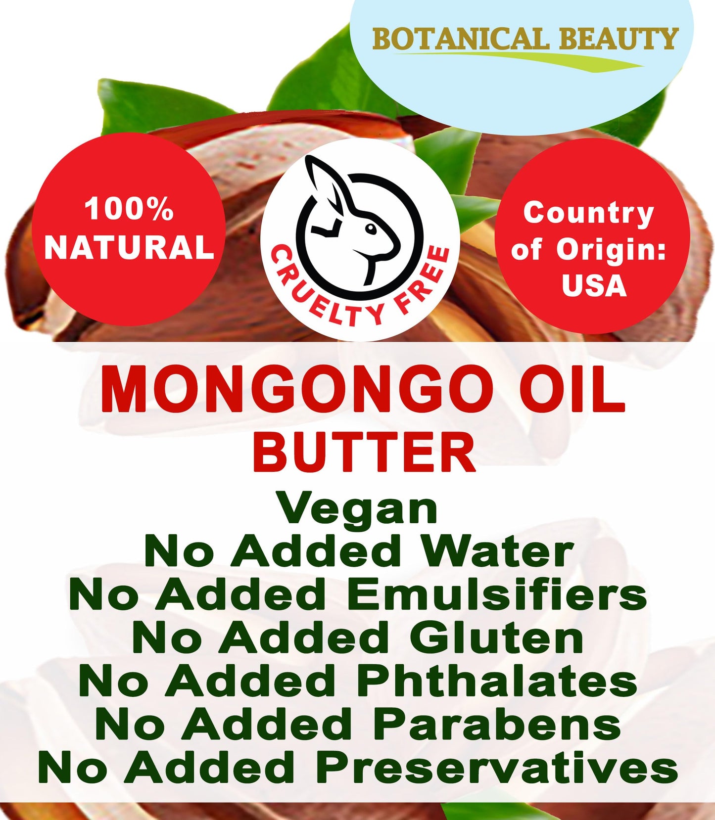 Botanical Beauty MONGONGO OIL BUTTER Manketti 100% Natural Pure Virgin Unrefined Raw for FACE, SKIN, BODY, HAIR, NAILS, DRY SKIN. Mongongo Oil, Shea