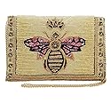 Mary Frances Buzzed Beaded Handbag - Bee Embellished Regal Crossbody Clutch with Magnetic Closure for Travel, Weddings, Parties - Gold