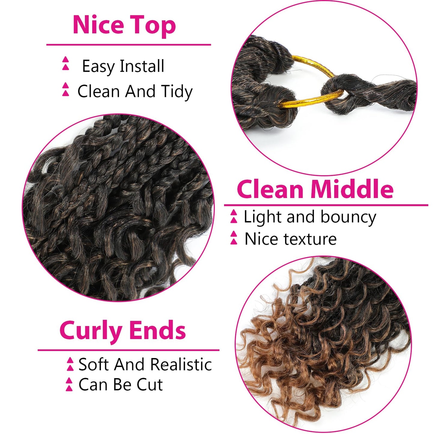 Wodun 14inch Goddess Box Braids Crochet Hair Pre Looped Box-Braids Crochet-Hair with Curly Ends For Black Women Synthetic 3X Bohemian Box Braiding