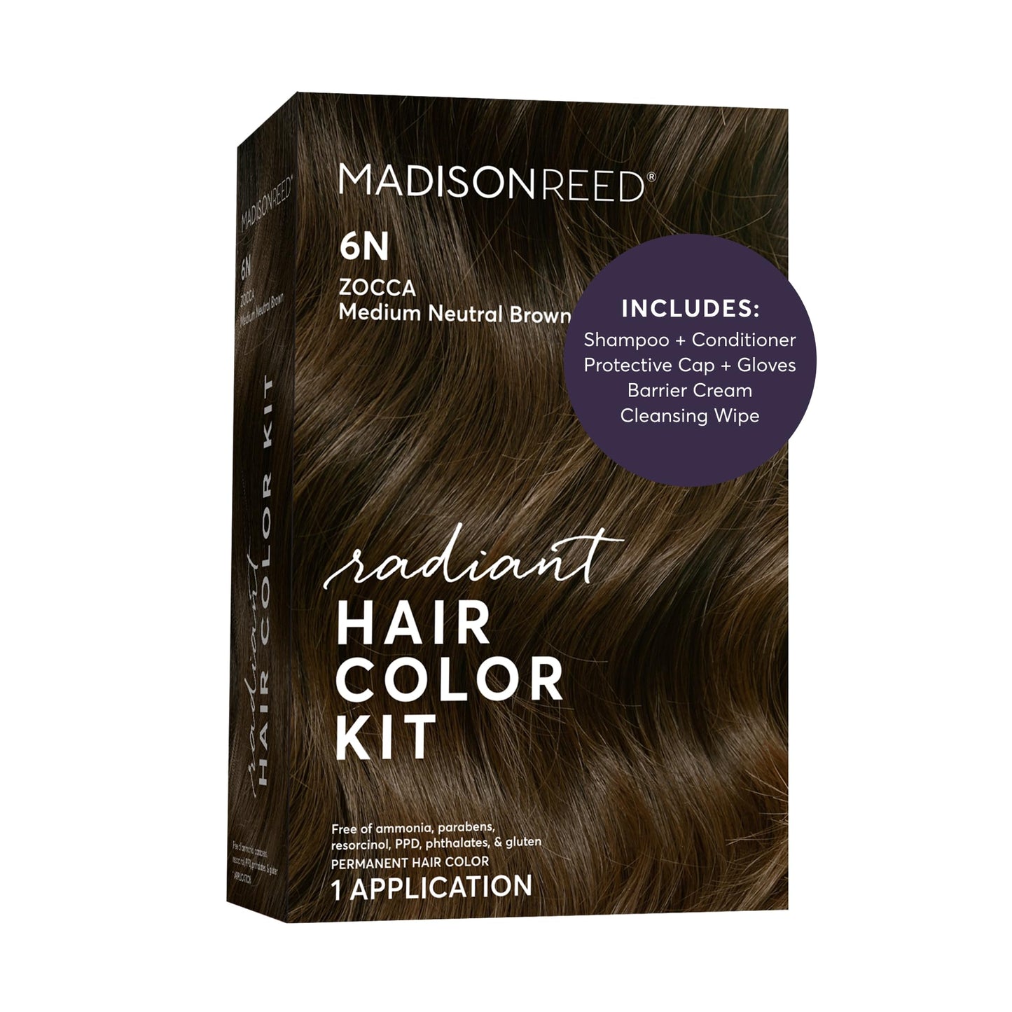 Madison Reed Radiant Hair Color Kit - 6N Medium Neutral Brown (Zocca Brown), Salon-Quality Permanent Hair Dye, Superior Gray Coverage & Dimensional