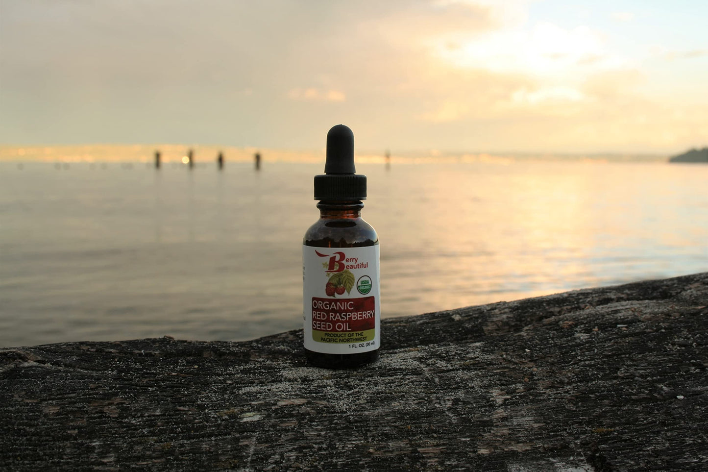 Berry Beautiful Certified Organic Red Raspberry Seed Oil - Cold-Pressed from US Grown Raspberries - Skin Moisturizer for Hydration and Protection - 1