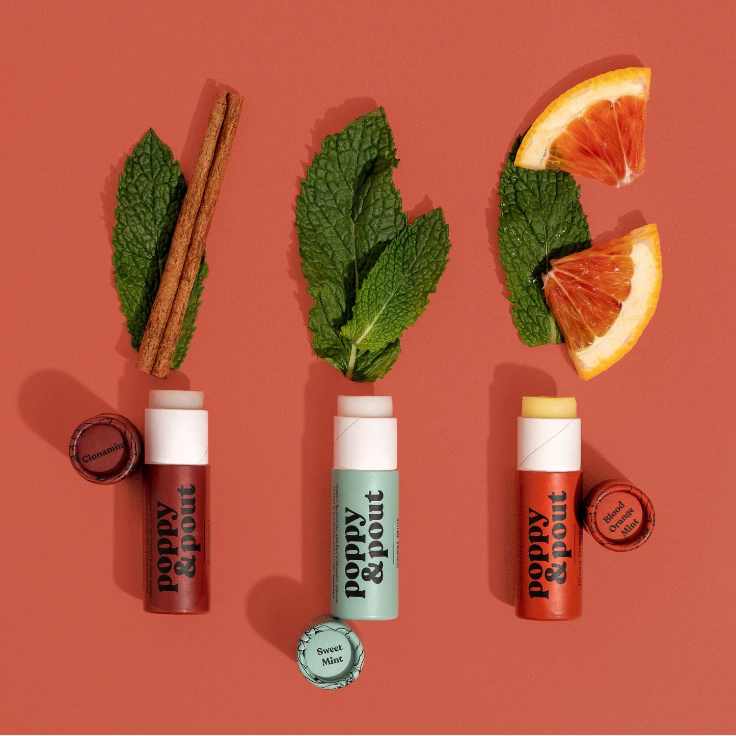 Poppy & Pout Blood Orange Mint Jumbo Lip Balm | All Natural Lip Balms & Moisturizers | Hydrates with Beeswax, Vitamin E, Organic Coconut Oil |