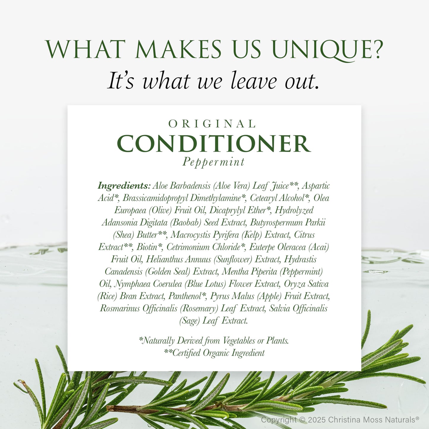 Christina Moss Naturals Conditioner Organic and Natural Ingredients, No Silicones, No Parabens