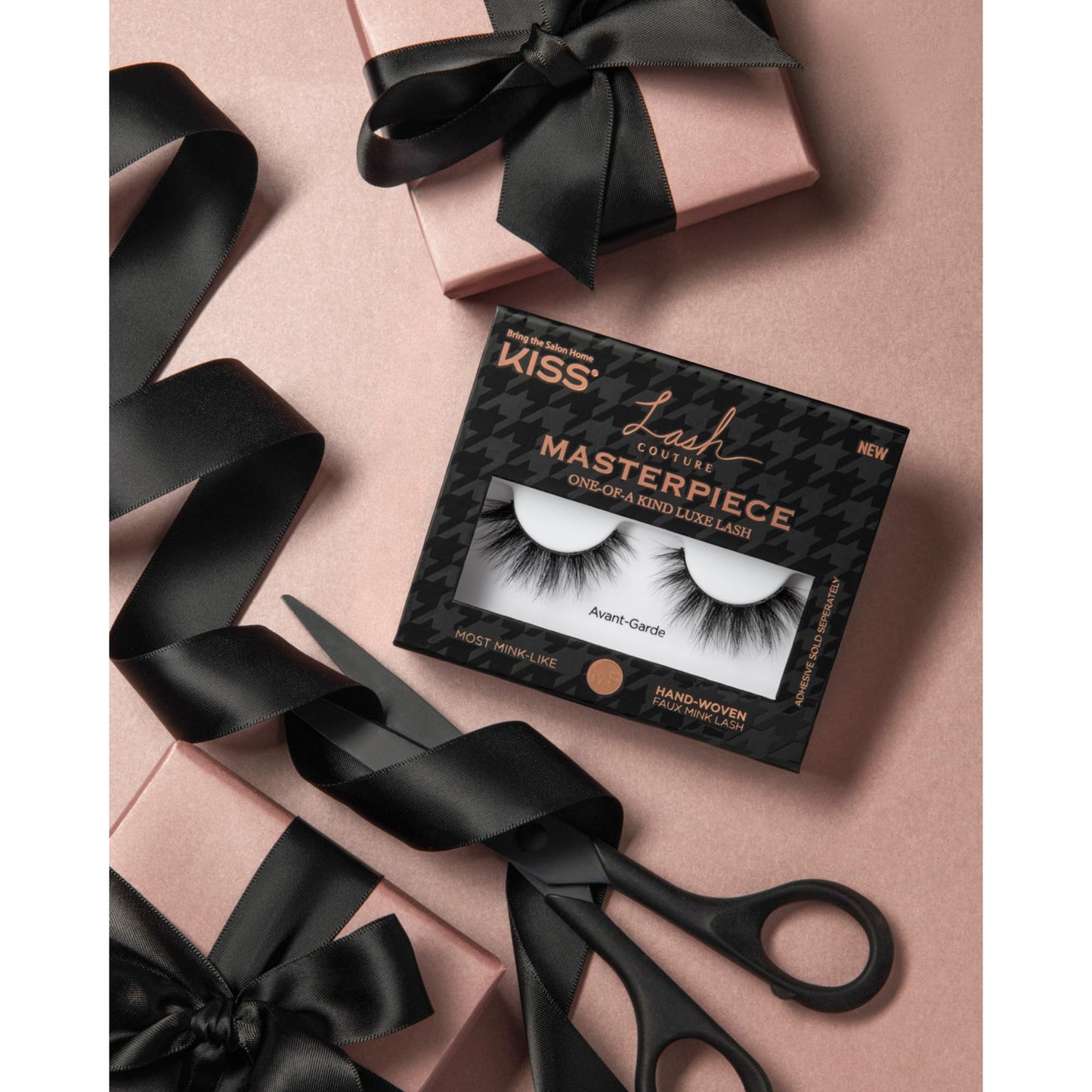 KISS Lash Couture Masterpiece Hand-Woven Faux Mink False Eyelashes, Style ‘Avant-Garde’, 12mm, Easy to Apply, Reusable, Vegan, Cruelty Free, 1 Pair