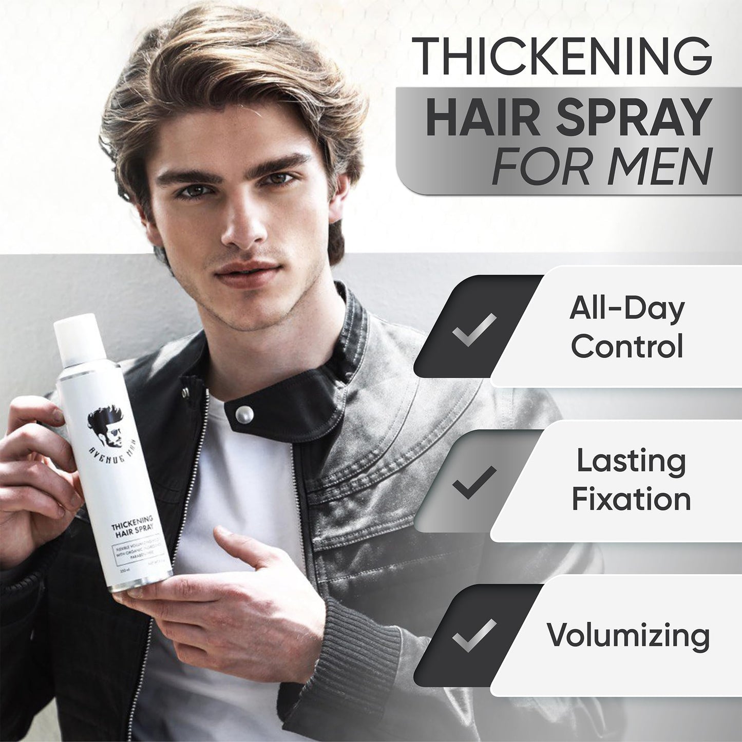 Avenue Man Hair Thickening Spray for Men - Professional Volumizing & Strong Hold Texturizing Spray for Men - Humidity Resistant & Easy Rinse Formula