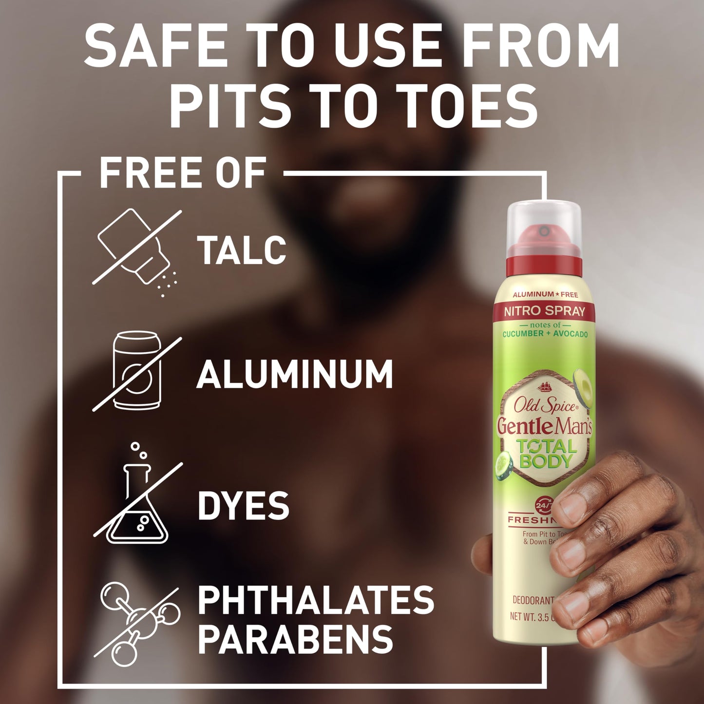 Old Spice Whole Body Deodorant Spray for Men, Aluminum Free, Cucumber + Avocado Scent, 24/7 Odor Protection, 24/7 Lasting Freshness, Dermatologist