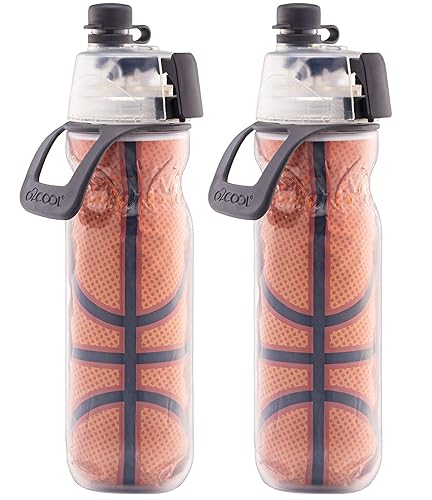 O2COOL Mist 'N Sip Misting Water Bottle 2-in-1 Mist And Sip Function With No Leak Pull Top Spout Reusable Sports Water Bottle - 20 oz (2 Pack