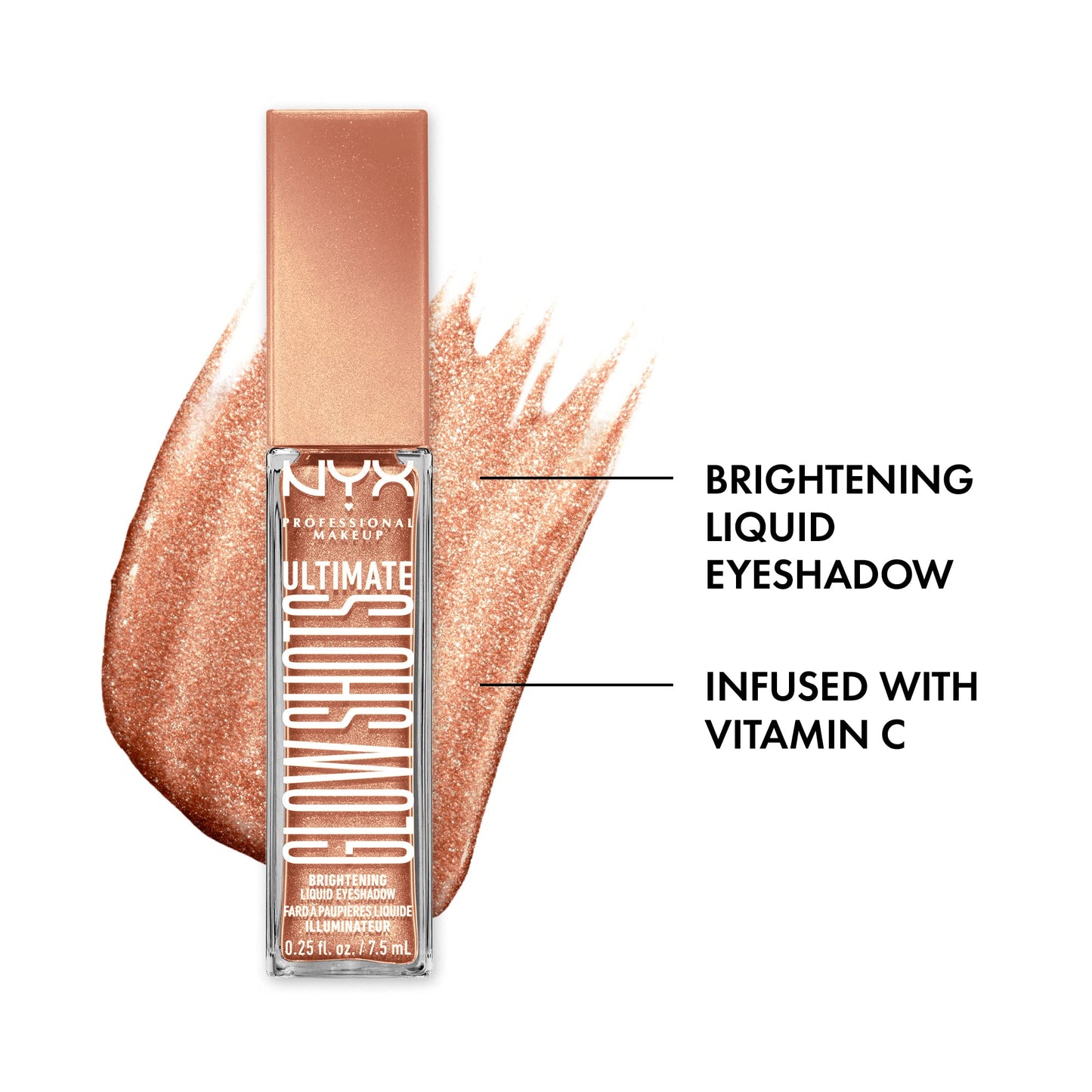 NYX PROFESSIONAL MAKEUP Ultimate Glow Shots, Liquid Eyeshadow, Long-Lasting Shimmer Eye Shadow with Vitamin C - Twisted Tangerine