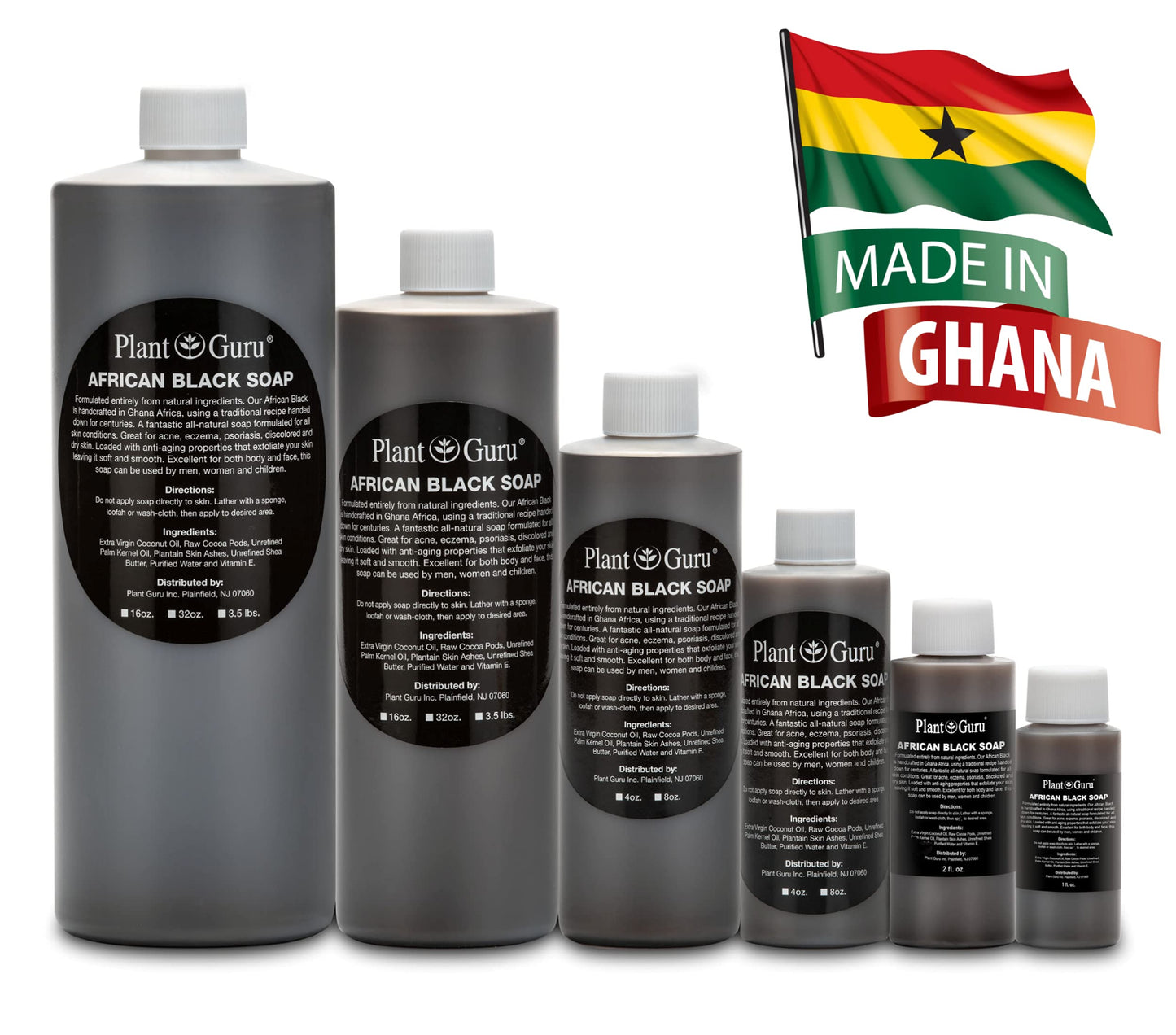 African Black Soap Liquid 32 oz. 100% Raw Pure Natural From Ghana. Acne Treatment, Aids Against Eczema & Psoriasis, Dry Skin, Scars and Dark Spots.