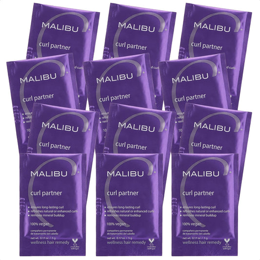 Malibu C Curl Partner Wellness Remedy (12 Packets) - Removes Mineral Build up for Healthier + Bouncier Curly Hair - Contains Gentle Antioxidants