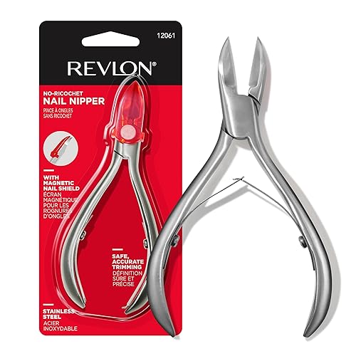 Revlon No-Ricochet Nail Nipper, Mess-Free Cuticle Remover Tool with Magnetic Shield for No Fly-Away Clippings, Made with Stainless Steel and Precision