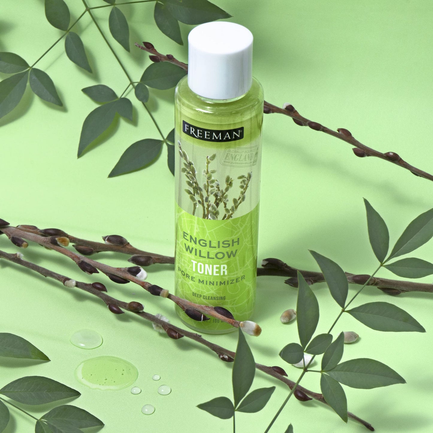 Freeman Exotic Blends Deep Cleansing English Willow Toner, Removes Makeup, Dirt, & Impurities, Clarifying Facial Toner, Pore-Minimizing, Hydrating