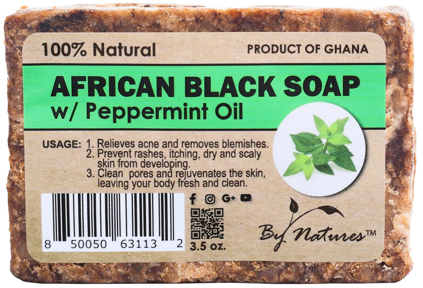By Natures African Black Soap Peppermint Oil 3.5 Oz (Pack of 1)