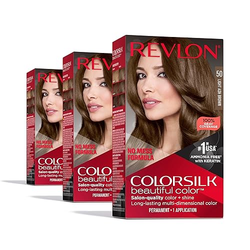 Revlon Colorsilk Beautiful Color Permanent Hair Color, (OLD VERSION) 50 Light Ash Brown (Pack of 3)