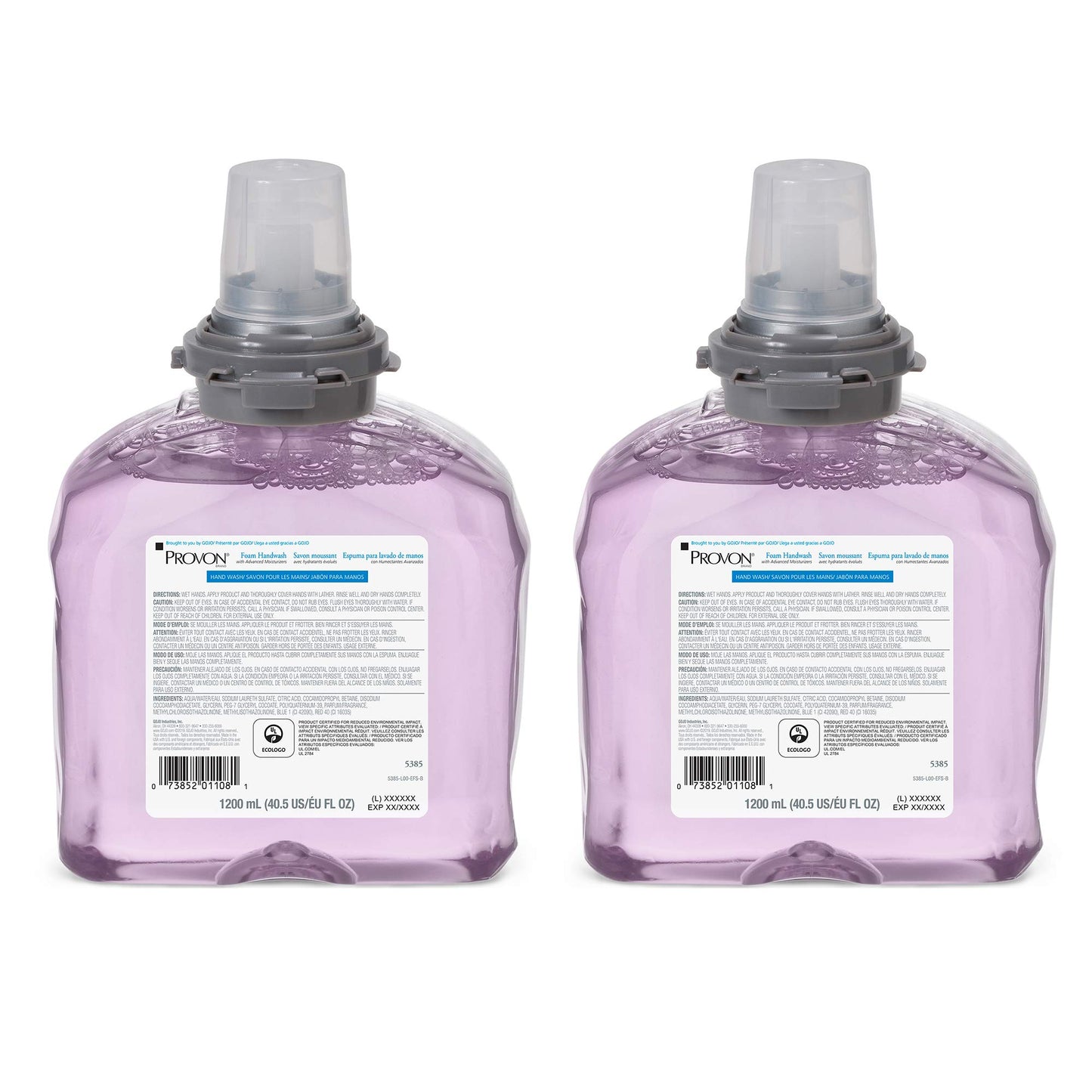 GOJO PROVON Foaming Handwash with Advanced Moisturizers, Cranberry Fragrance, 1200 mL Foam Hand Soap Refill for PROVON TFX Touch-Free Dispenser (Pack