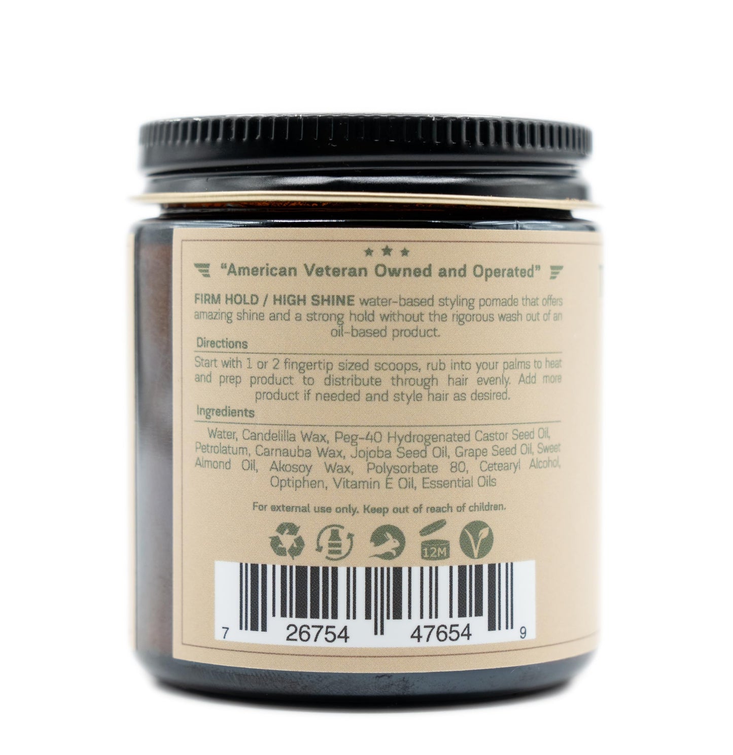 Corpsman's TRADITIONAL POMADE | Firm Hold | High Shine | 4 ounce glass jar