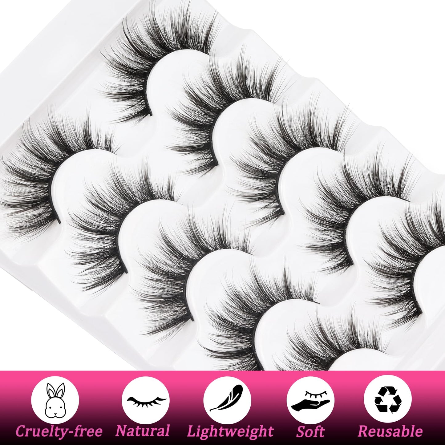 Veleasha Cat Eye Lashes Wispy Faux Mink Lashes 100% Handmade Natural Look Fake Eyelashes Lightweight False Eyelashes 5 Pairs Pack (54) Beauty and Personal Care Veleasha