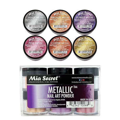 Mia Secret -Metallic Nail Acrylic Powder set of 6 Beauty & Personal Care Mia Secret